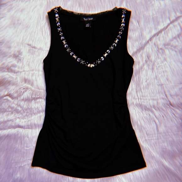 White House Black Market Tops - WHBM Black Bead Embellished Black Tank